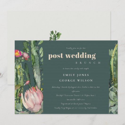 GROENE ROZE BLOEMEN WOESTIJN CACTUSSEN POST BRUILO KAART (Voorkant / Achterkant)