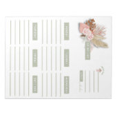 Groene Roze Bloemige Boho Weekplanner Kalender Notitieblok (Voorkant)