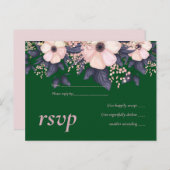 Groene Roze Bloemige Trouwbudget Uitnodiging Briefkaart (Voorkant / Achterkant)