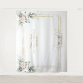 Groene Roze Bloemstuk Prop Doop 1e Verjaardag Wandkleed (Voorkant)