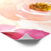 Groene Roze Blozende Bloem Bruiloft Poster (Hoek)