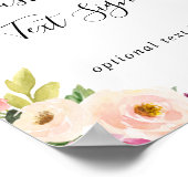 Groene Roze Blush Bloemen Custom Tekst Bord Poster (Hoek)