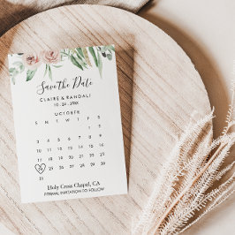 Groene Roze Blush Bloemige Save the Date Agenda