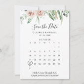 Groene Roze Blush Bloemige Save the Date Agenda (Voorkant)