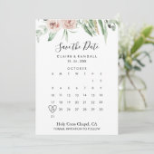 Groene Roze Blush Bloemige Save the Date Agenda (Staand voorkant)