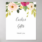 Groene Roze Blush Bloemkaarten en Cadeaus Bord Poster (Voorkant)