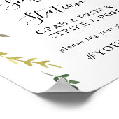 Groene Roze Blush Bloemstuk Selfie Station Bord Poster (Hoek)