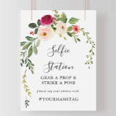 Groene Roze Blush Bloemstuk Selfie Station Bord Poster