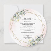 Groene Roze Blush Bruiloft Feest Cirkel Menu Kaart (Voorkant)