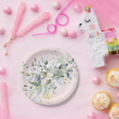 Groene Roze Blush Waterverf Bruiloft Papieren Bordje (Feest)