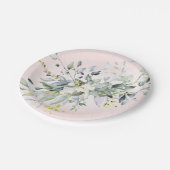 Groene Roze Blush Waterverf Bruiloft Papieren Bordje (Gekanteld)
