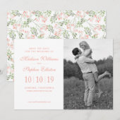 Groene & Roze Botanische Waterverf - Save the Date (Voorkant / Achterkant)
