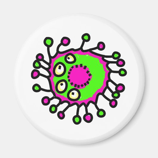Groene & Roze Cartoon Germ Magneet (Voorkant)