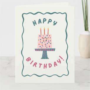 Groene & Roze Confetti Cake Verjaardagskaart Kaart