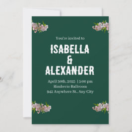 Groene Roze Creatieve Bloem Uitnodiging voor het H