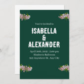 Groene Roze Creatieve Bloem Uitnodiging voor het H (Voorkant / Achterkant)