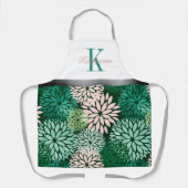 Groene roze dahlia monogram op maat schort (Voorkant)