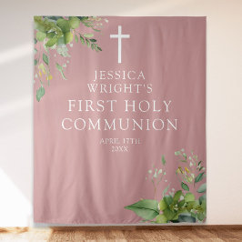 Groene Roze Eerste Heilige Communie Foto Achtergro Wandkleed