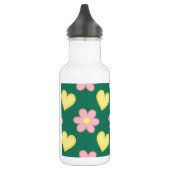 Groene, roze en gele gestikte harten & bloemen waterfles  (Links)