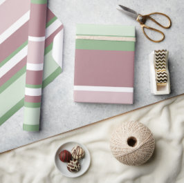 Groene, roze en roze strepen cadeaupapier