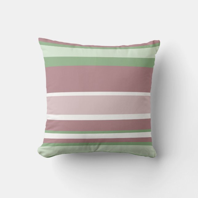 Groene, Roze en Roze Strepen Kussen (Voorkant)