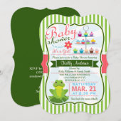 Groene, roze en witte kikker thema Baby shower Kaart (Voorkant / Achterkant)