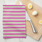 Groene roze en witte streep keuken theedoek (Quarter Fold)