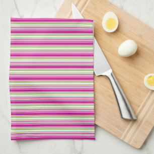 Groene roze en witte streep keuken theedoek