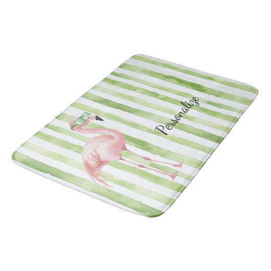 Groene Roze Flamingo   Badmat (Gekanteld)