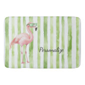 Groene Roze Flamingo Badmat (Voorkant)