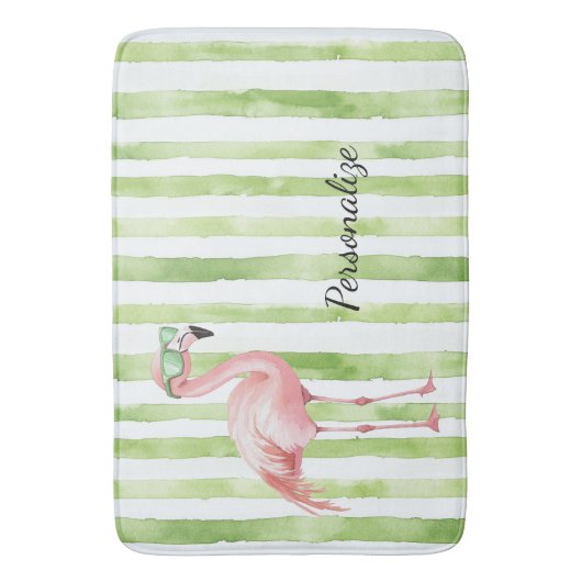 Groene Roze Flamingo Badmat (Voorkant Verticaal)