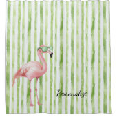 Groene Roze Flamingo   Douchegordijn (Voorkant)