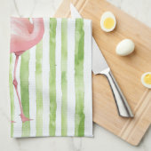 Groene Roze Flamingo Theedoek (Quarter Fold)