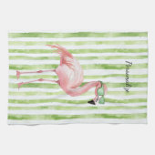 Groene Roze Flamingo Theedoek (Horizontaal)