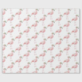 Groene Roze Flamingo Verjaardag Cadeaupapier (Vlak)
