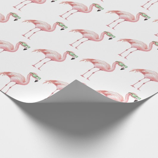Groene Roze Flamingo Verjaardag Cadeaupapier (Hoek)