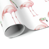 Groene Roze Flamingo Verjaardag Cadeaupapier (Rol Hoek)