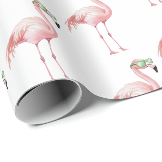 Groene Roze Flamingo Verjaardag Cadeaupapier (Rol Hoek)