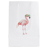Groene Roze Flamingo Verjaardag Medium Cadeauzakje (Achterkant)