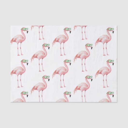 Groene Roze Flamingo Verjaardag Tissuepapier (Voorkant)