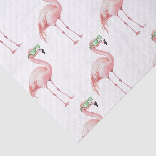 Groene Roze Flamingo Verjaardag Tissuepapier (Detail)