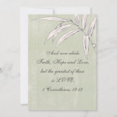 Groene roze Floral botanische Christelijke bruilof Kaart (Achterkant)