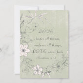 Groene roze Floral Garden Wreath Christelijk Weddi Kaart (Achterkant)