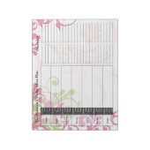Groene roze Floral Weekly Personalized Meal Planne Notitieblok (Linkerzijde)