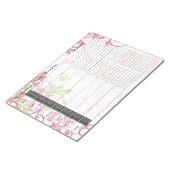 Groene roze Floral Weekly Personalized Meal Planne Notitieblok (Schuin)
