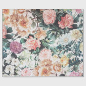  groene roze gele waterverf rozen florale. cadeaupapier (Vlak)