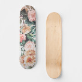  groene roze gele waterverf rozen florale. skateboard (Voorkant)