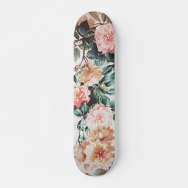  groene roze gele waterverf rozen florale. skateboard