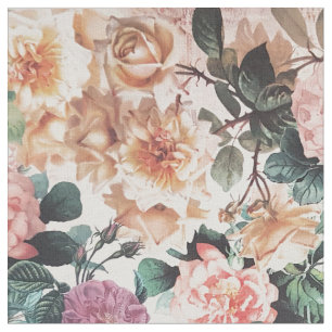  groene roze gele waterverf rozen florale. stof