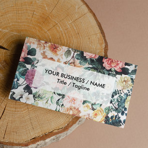 groene roze gele waterverf rozen florale. visitekaartje